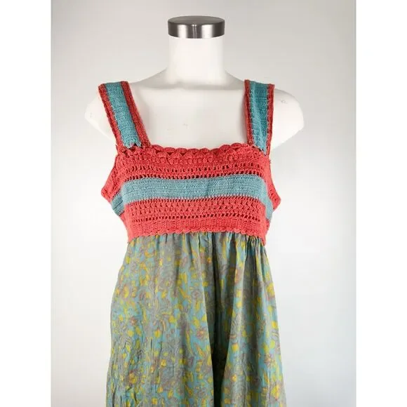 Sundance Coral and Teal Midi Dress - Picture 3 of 7